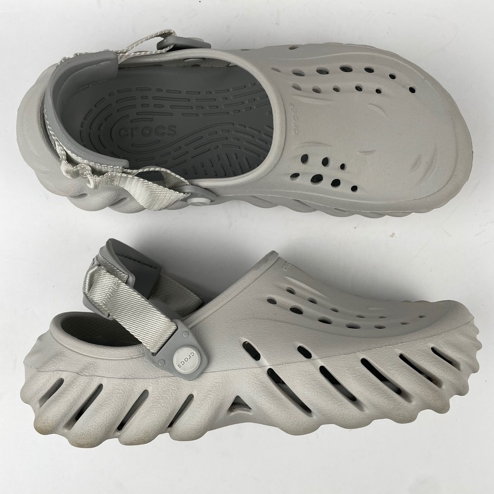 Crocs Echo Clog Shoes Strap Slip On Lightweight Gray - Womens Size 9